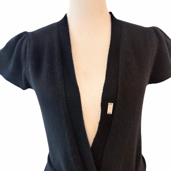 La Fee Maraboutee Womens Sz 2/M Black Wool Cashmere Blend Tie Cardigan Sweater - Picture 4 of 10